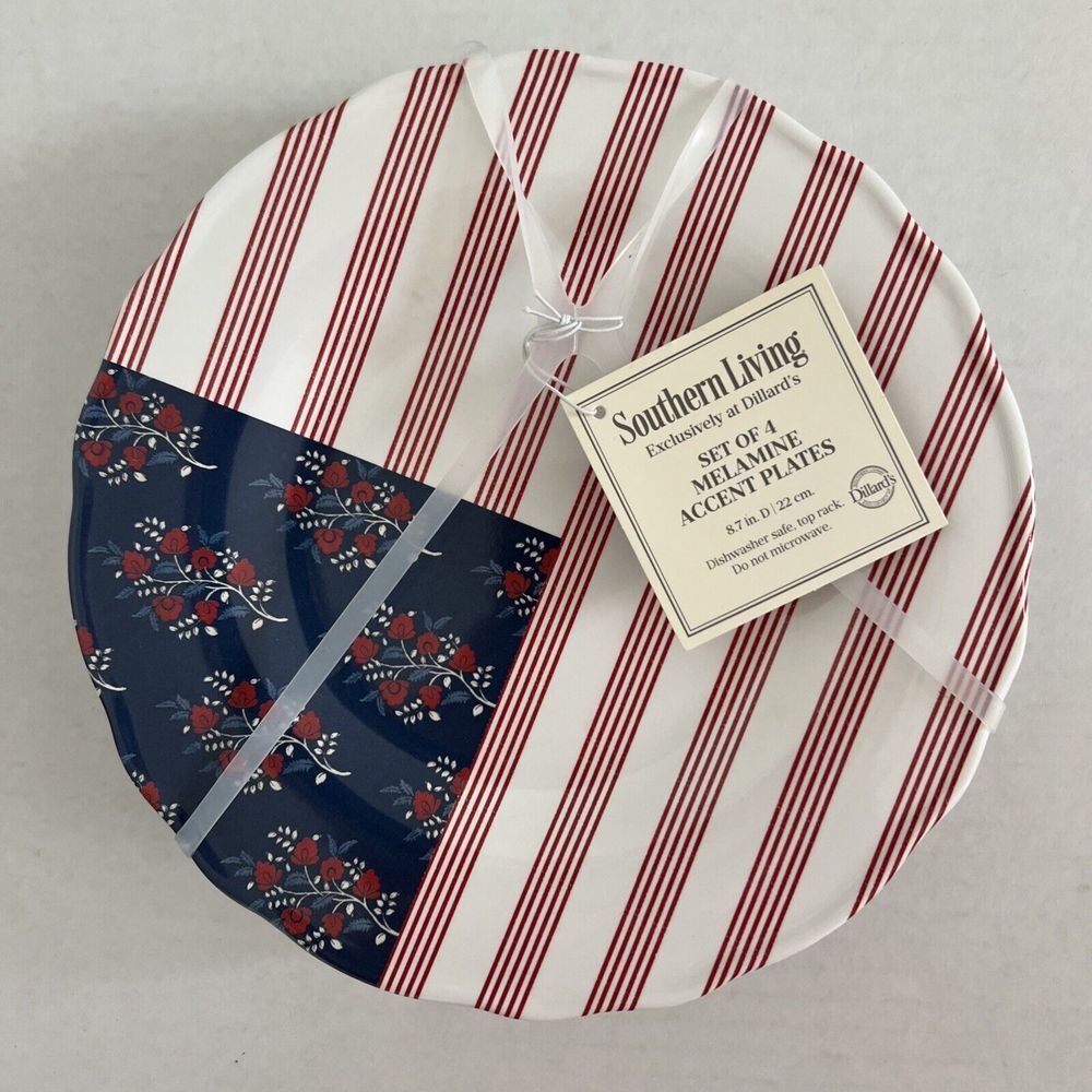 SOUTHERN LIVING MELAMINE 4‎ ACCENT PLATES FLORAL Blue